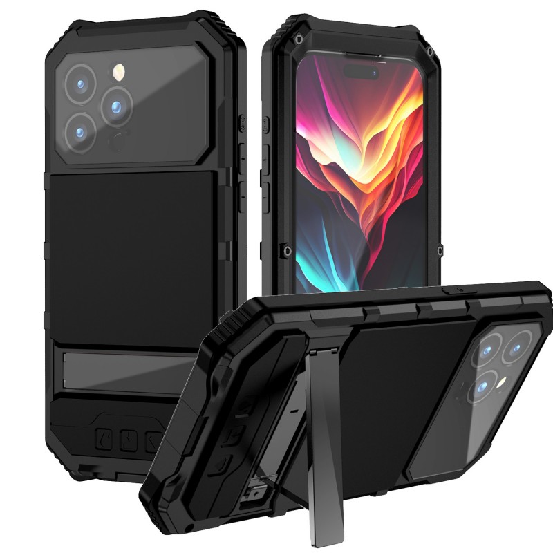 Metal Frame Shockproof Stand Apple Phone Case